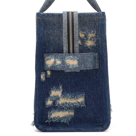 Marc Jacobs The Rip & Repair Denim Medium Tote Bag - Punk Indigo - Picture 3 of 12